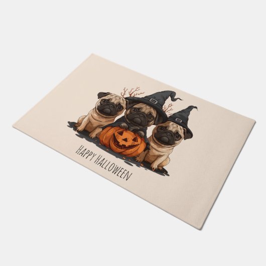 Happy Halloween Pugs Jack O Lanterns Deurmat (Schuin)