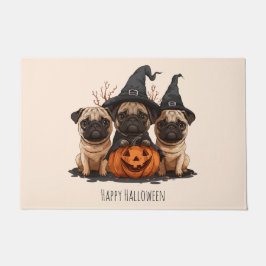 Happy Halloween Pugs Jack O Lanterns Deurmat