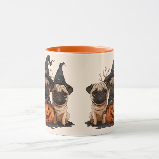 Happy Halloween Pugs Jack O Lanterns Mok (Midden)