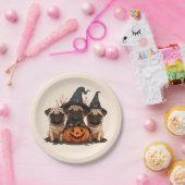 Happy Halloween Pugs Jack O Lanterns Papieren Bordje (Feest)