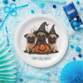Happy Halloween Pugs Jack O Lanterns Papieren Bordje (Feest)