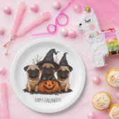 Happy Halloween Pugs Jack O Lanterns Papieren Bordje (Feest)
