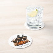 Happy Halloween Pugs Jack O Lanterns Ronde Kartonnen Onderzetter (Insitu)