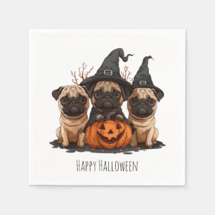 Happy Halloween Pugs Jack O Lanterns Servet