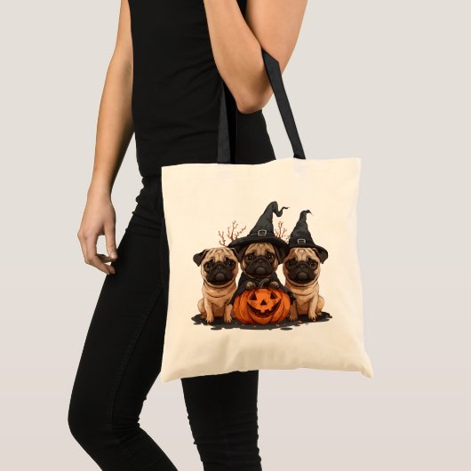 Happy Halloween Pugs Jack O Lanterns Tote Bag (Voorkant (product))