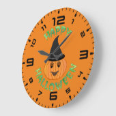 Happy Halloween Pumkin Witch Grote Klok (Hoek)