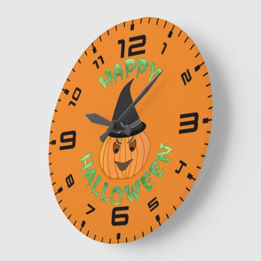 Happy Halloween Pumkin Witch Grote Klok (Hoek)