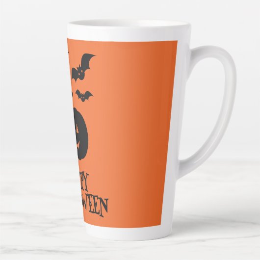 Happy Halloween Pumpkin Bat Minimal Latte Mok (Rechts)