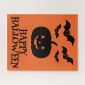 Happy Halloween Pumpkin Bat Minimal Legpuzzel (Horizontaal)