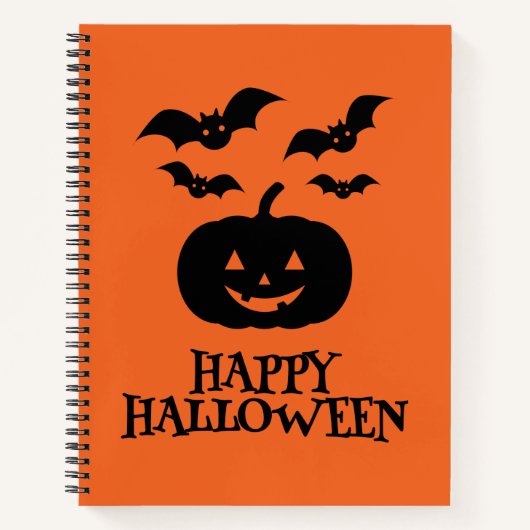 Happy Halloween Pumpkin Bat Minimal Notitieboek (Voorkant)