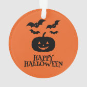 Happy Halloween Pumpkin Bat Minimal Ornament (achterkant)