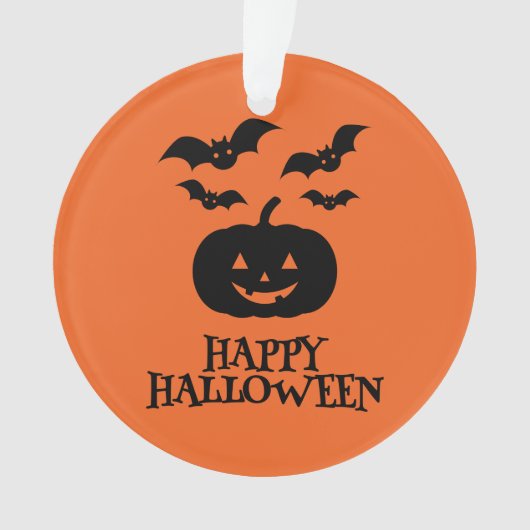 Happy Halloween Pumpkin Bat Minimal Ornament (voorkant)