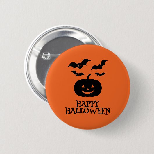 Happy Halloween Pumpkin Bat Minimal Ronde Button 5,7 Cm (Voorkant /achterkant)