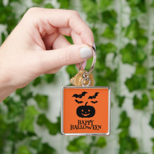 Happy Halloween Pumpkin Bat Minimal Sleutelhanger