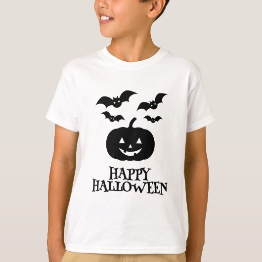 Happy Halloween Pumpkin Bat Minimal T-shirt (Voorkant)
