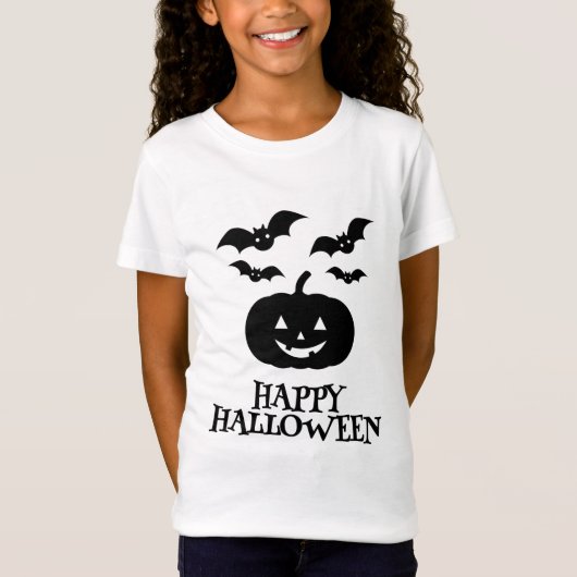 Happy Halloween Pumpkin Bat Minimal T-shirt (Voorkant)