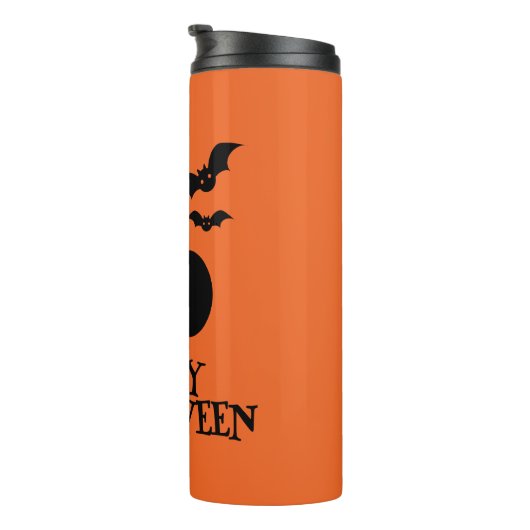 Happy Halloween Pumpkin Bat Minimal Thermosbeker (Geroteerd rechts)