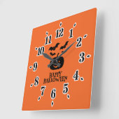 Happy Halloween Pumpkin Bat Minimal Vierkante Klok (Hoek)