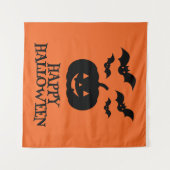 Happy Halloween Pumpkin Bat Minimal Wandkleed (Voorkant (horizontaal))