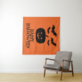 Happy Halloween Pumpkin Bat Minimal Wandkleed (In Situ (horizontaal))