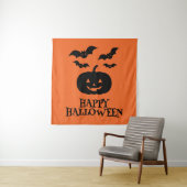 Happy Halloween Pumpkin Bat Minimal Wandkleed (In situ)