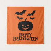 Happy Halloween Pumpkin Bat Minimal Wandkleed (Voorkant)