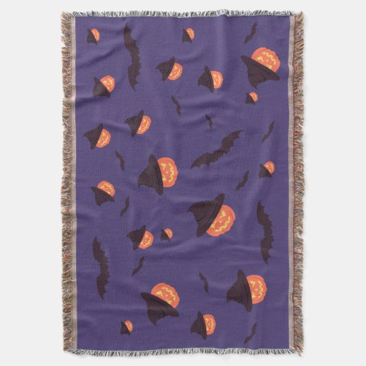 Happy Halloween Pumpkin & Bats Gooi Deken (Voorkant Verticaal)