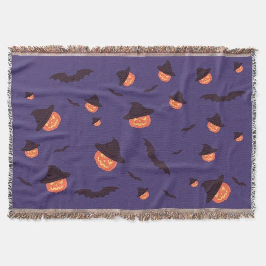 Happy Halloween Pumpkin & Bats Gooi Deken (Voorkant)