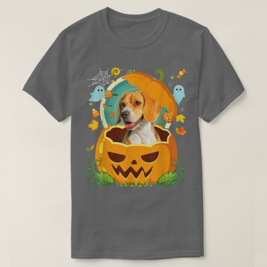 Happy Halloween Pumpkin Beagle Dog Witch Cute Pet T-shirt (Design voorkant)