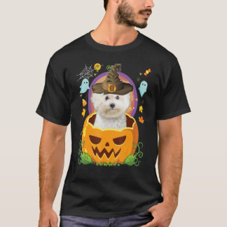 Happy Halloween Pumpkin Bichons Frise Dog Witch Cu T-shirt