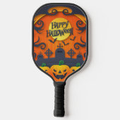 Happy Halloween Pumpkin Black Pickleball Paddle (Achterkant)