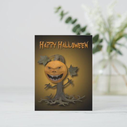 Happy Halloween Pumpkin-boom Briefkaart (Staand voorkant)