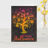 Happy Halloween Pumpkin-boom Kaart (Gele Bloem)