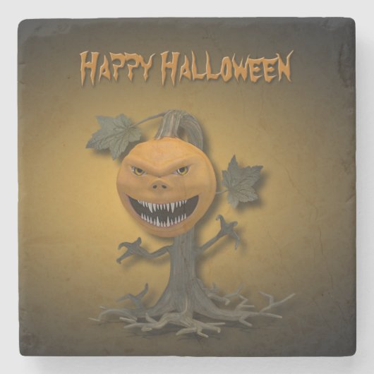 Happy Halloween Pumpkin-boom Stenen Onderzetter (Voorkant)