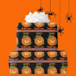 Happy Halloween Pumpkin Candy Corn Jack O Lantern Cadeaupapier