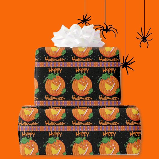 Happy Halloween Pumpkin Candy Corn Jack O Lantern Cadeaupapier