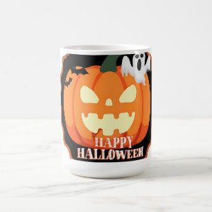 Happy Halloween Pumpkin & Cats Sinaasappel T-shirt Koffiemok
