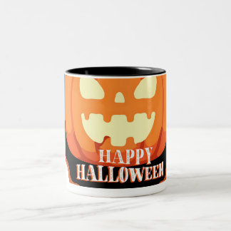 Happy Halloween Pumpkin & Cats Sinaasappel T-shirt Tweekleurige Koffiemok