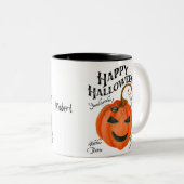 Happy Halloween Pumpkin Coffee mok Zwart Wit (Voorkant rechts)