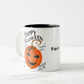 Happy Halloween Pumpkin Coffee mok Zwart Wit (Voorkant links)