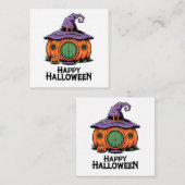 Happy Halloween Pumpkin Cottage & Witch Pet Roof Notitiekaartje (Voorkant / Achterkant)