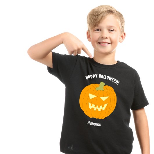 Happy Halloween Pumpkin Custom Name Kinder T-shirt