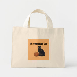 Happy Halloween Pumpkin en Black Cat Sinaasappel Mini Tote Bag