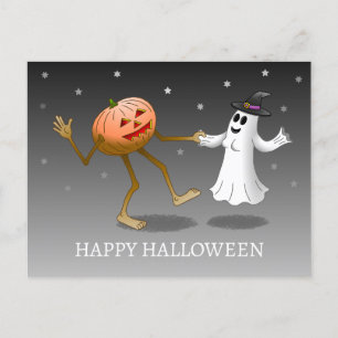 Happy Halloween Pumpkin en Ghost Briefkaart