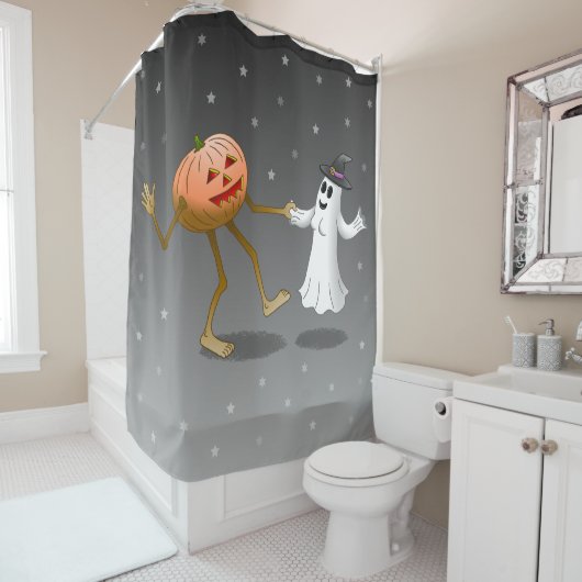 Happy Halloween Pumpkin en Ghost Douchegordijn (In situ)