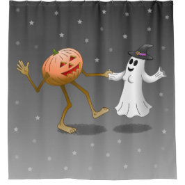 Happy Halloween Pumpkin en Ghost Douchegordijn