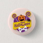 Happy Halloween Pumpkin en Spider | PIN-Button Ronde Button 3,2 Cm (Voorkant)