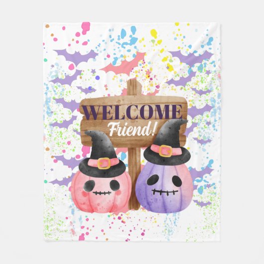 Happy halloween pumpkin fleece deken (Voorkant)