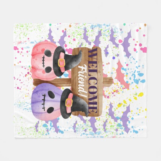 Happy halloween pumpkin fleece deken (Voorkant (Horizontaal))