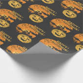 Happy Halloween Pumpkin Funny Spooky Bat Scary Cadeaupapier (Hoek)